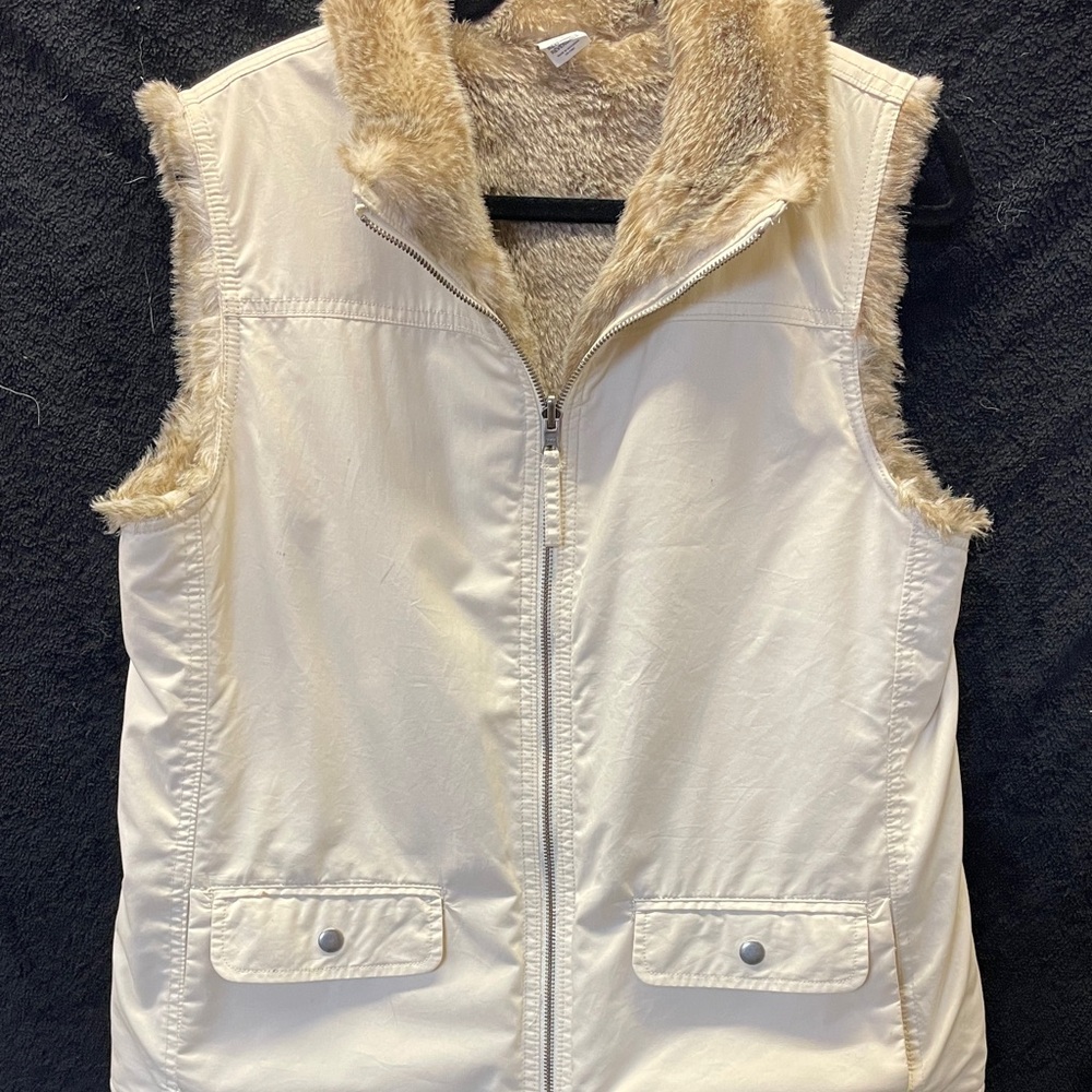 Women's Cream Faux Fur Lined Vest